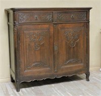 19th Century Carved Oak French Cabinet.