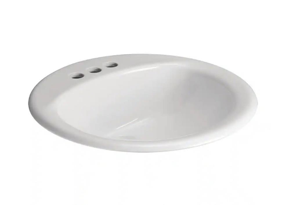 19 in. Drop-In Round Vitreous China Bathroom Sink
