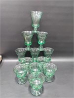 Fostoria Jamestown Green Glass Goblets