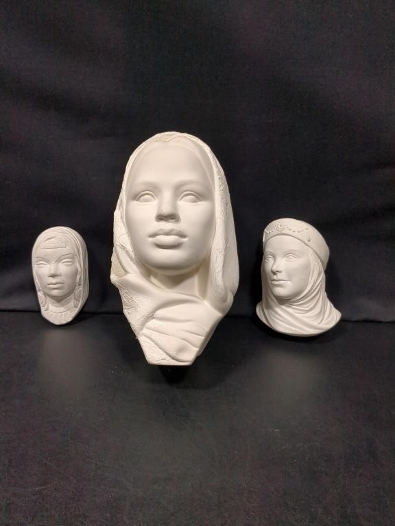 Ceramic pieces ladies faces - unfired