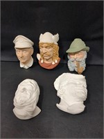 Ceramic pieces faces - some started- all unfired