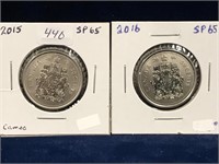 2015, 16 Can Half Dollars  SP65