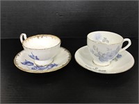 Blue floral bone china cups and saucers