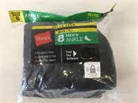 New Hanes Men's Black Ankle Socks Size 12-14