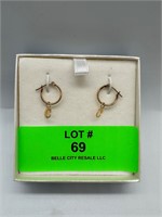 14K Hoop Earrings with letter "C" charms