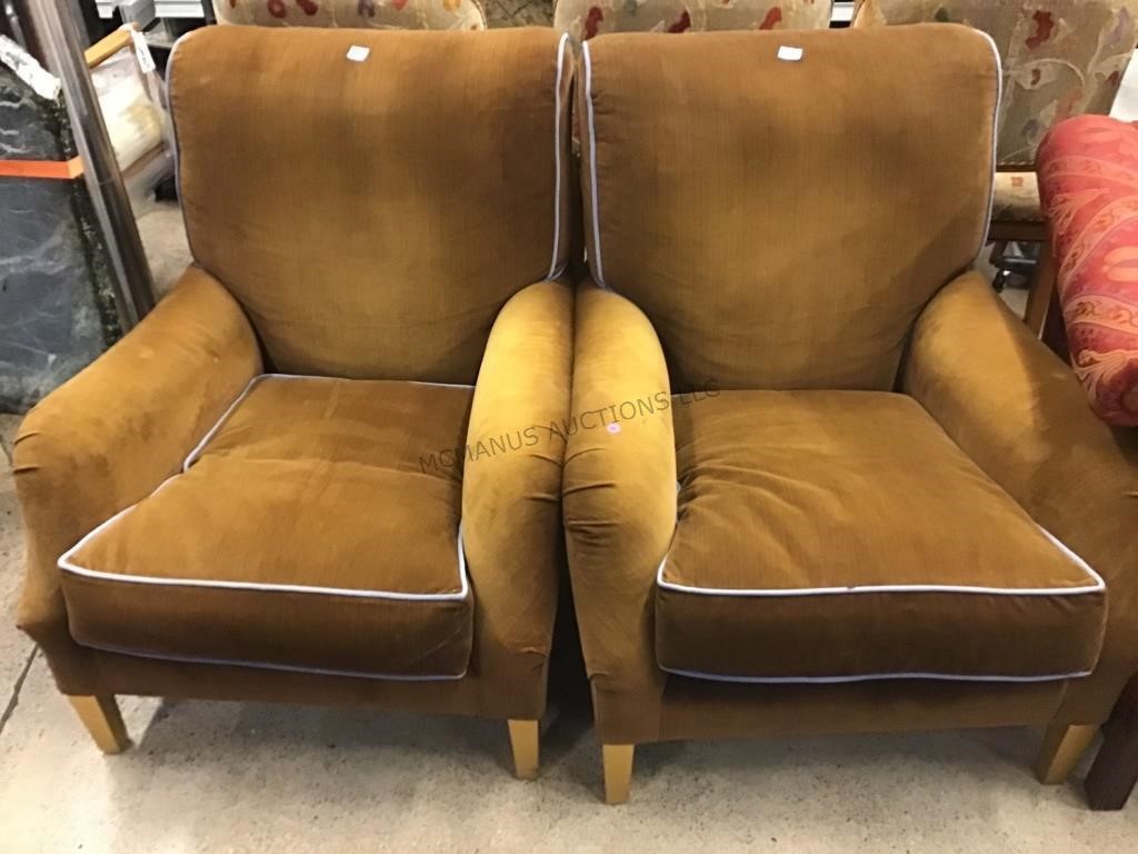 Pair Signed Designer Nancy Corzine Armchairs