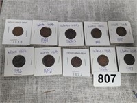 (10) 1880-1897 INDIAN HEAD CENTS