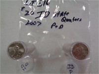 ID 2007 State Quarters P & D 2 $10 Rolls