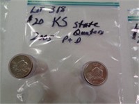 KS 2005 State Quarters P & D 2 $10 Rolls
