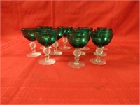 Green glass footed glasses(11)