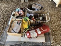 PALLET OF MISC, FIRE EXTINGUISHER, SPRAY CAN,