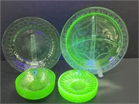 Green Uranium Depression Glass Lot Collection