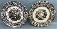 Pair of Early Brown Transfer ware Plates