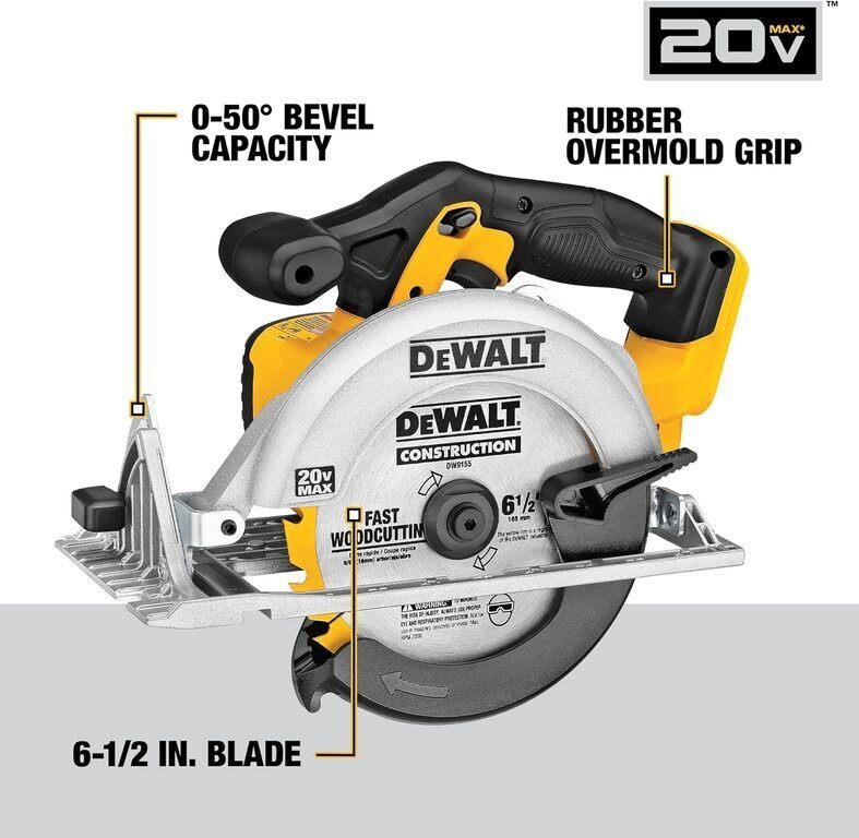 DEWALT 6-1/2-Inch 20V MAX Circular Saw, Tool Only