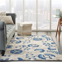 Nourison Aloha Natural/Blue 5'x 8' Floral Rug