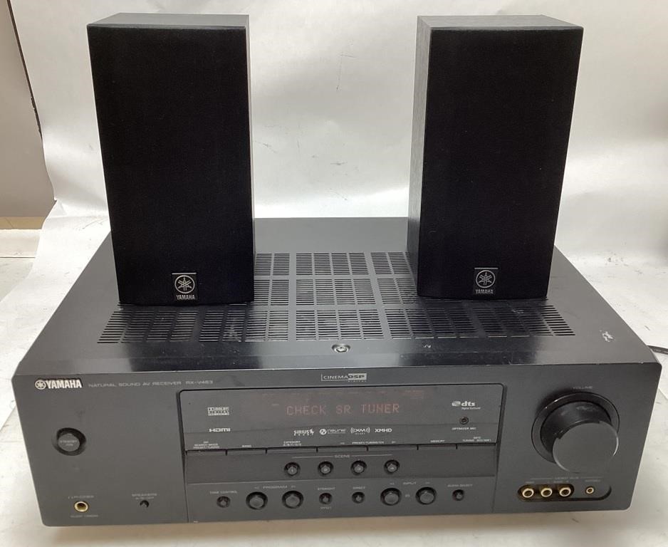 YAMAHA RX-V463 AV RECEIVER w 2 SPEAKERS, HDMI,