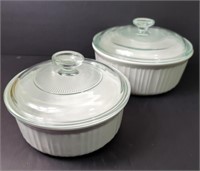 Corning Ware French White Casserole Dishes x 2