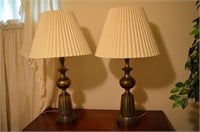 Pair of 33" Tall Early Lamps with Shades