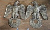 Pair Of Vintage Brass Eagle Book End Sculptures 8