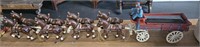 Vintage Cast Iron Horse Team Drawn Barrel Wagon