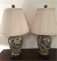 Pair of Peacock Bird Asian Style Lamps