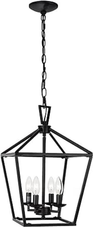 Untrammelife 4-Light Black Lantern Pendant Light,