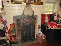 Free-Standing Painted Wood Santa Cut-Out