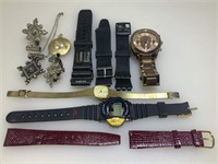 Signed Earring & Pendant Set and Assorted Watches