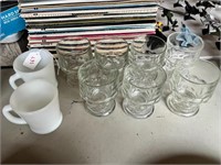 Pair White Fire-King Mugs Plus Glasses
