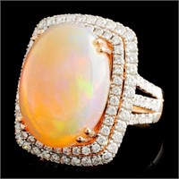 9.50ct Opal & 1.35ctw Diamond Ring in 14K Gold