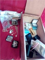 Costume jewelry in wood box