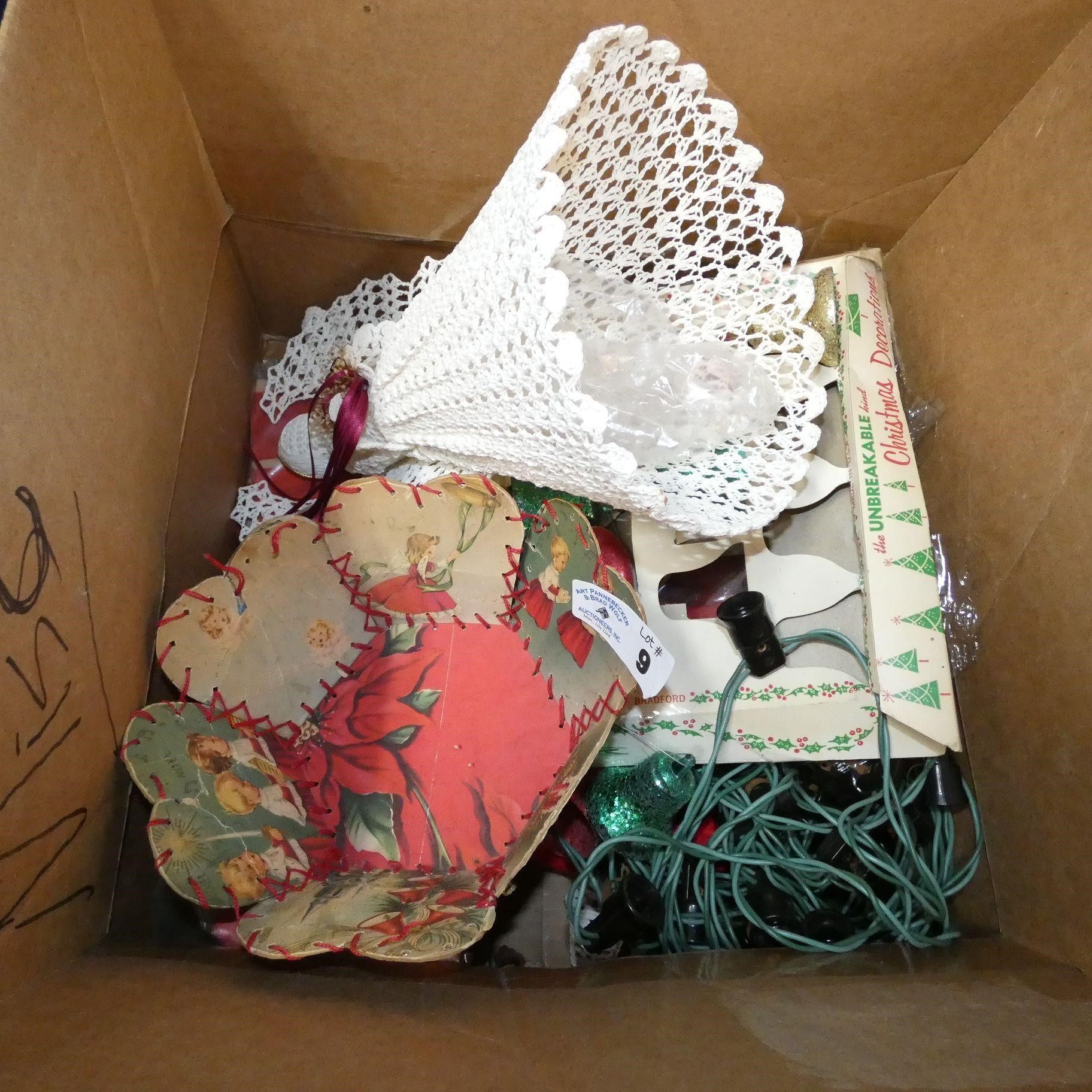 Box Lot of Assorted Vintage Christmas Decorations