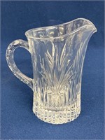 Vintage Lead Glass Crystal Pitcher With Fan Palm