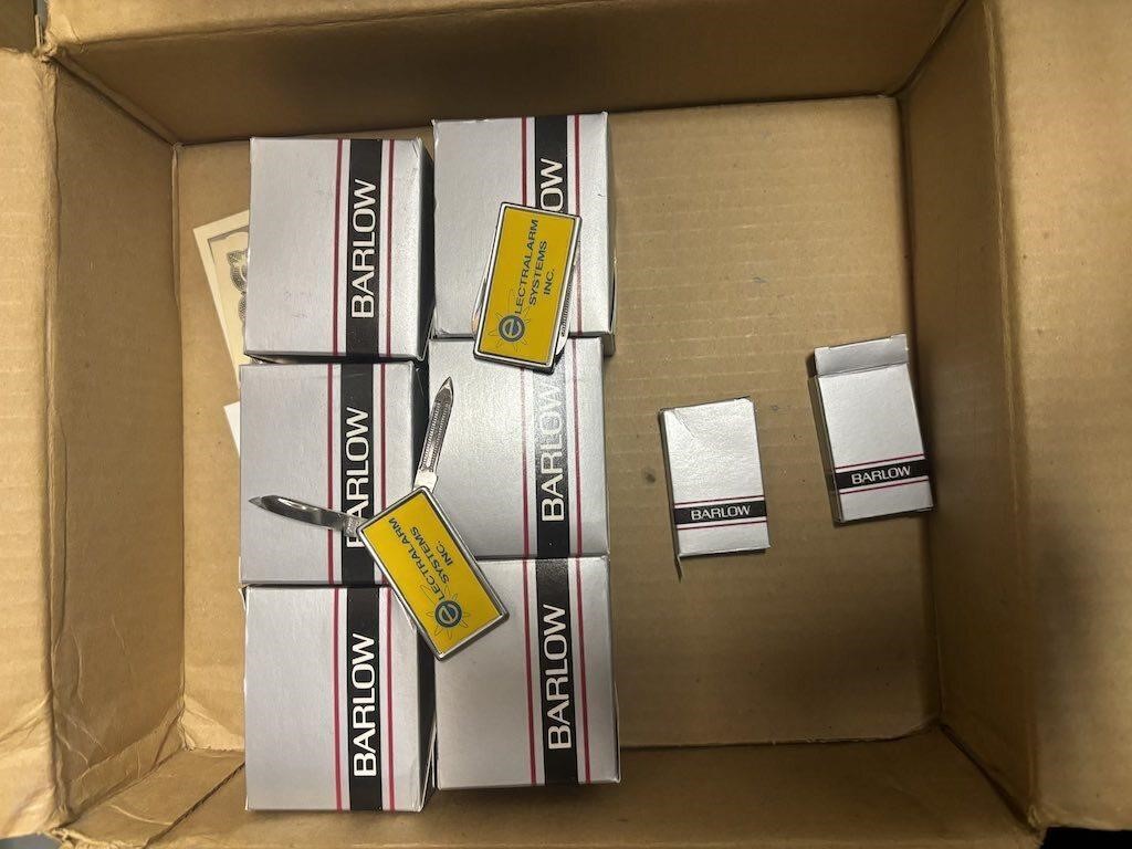 6 Boxes of Electralarm Systems Inc Pocket Knifes