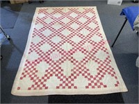 Ant. hand done quilt double Irish chain (worn)