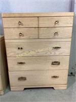 Mid Century Blonde Oak Dresser Chest (5 drawer