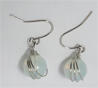 Silver Tone Earrings (moonstone)