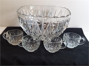 5pc Punch Bowl & Cups Williamsburg Hazelware