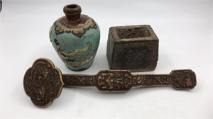 3pc Antique Chinese Jar / Incense Burner/ruyi