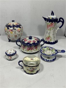 Six Pc Handpainted Floral China Including Teapot,