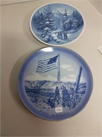 (2) Blue/White Plates-Platters