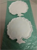 (2) Milk Glass Tree Platters