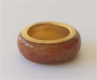 22kt yellow gold fine russet yellow jade ring