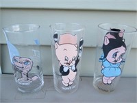 Vintage Character Collector Glasses - E.T., Porky
