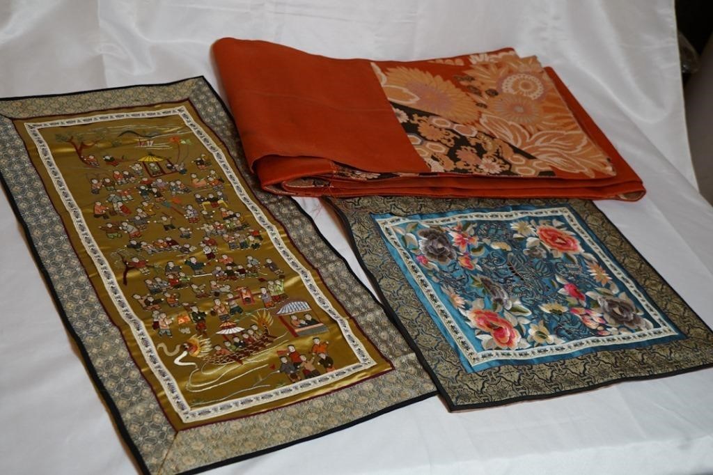 Chinese Embroidery Tapestry, Floral Silk Tapestry