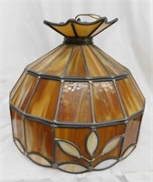 Vintage slag glass pendant lamp, 15" diameter