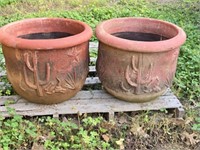 Two Large Terra Cotta Western Style Planters