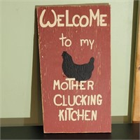 HAND PAINTED WOOD SIGN ROOSTER