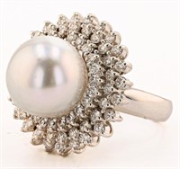 14MM SOUTH SEA PEARL & 1.89CTW DIA 14K GOLD RING