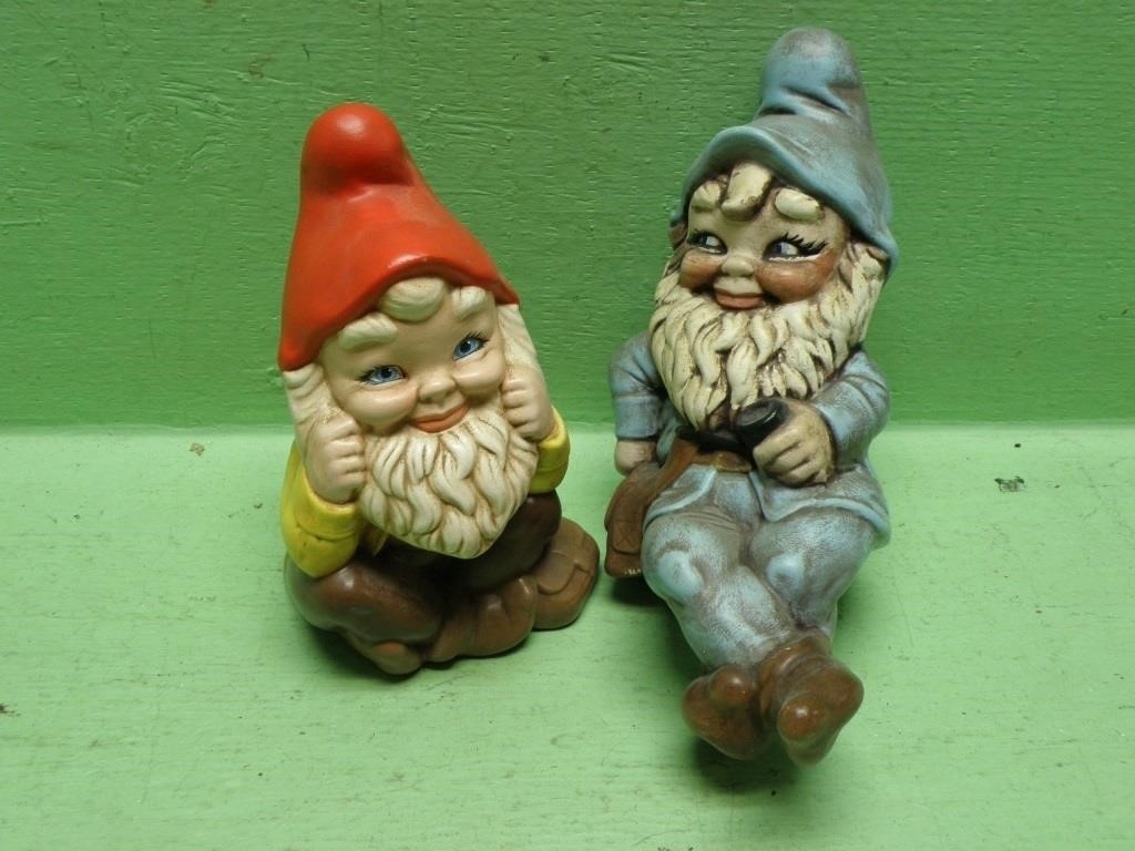 Two 8" Ceramic Gnomes